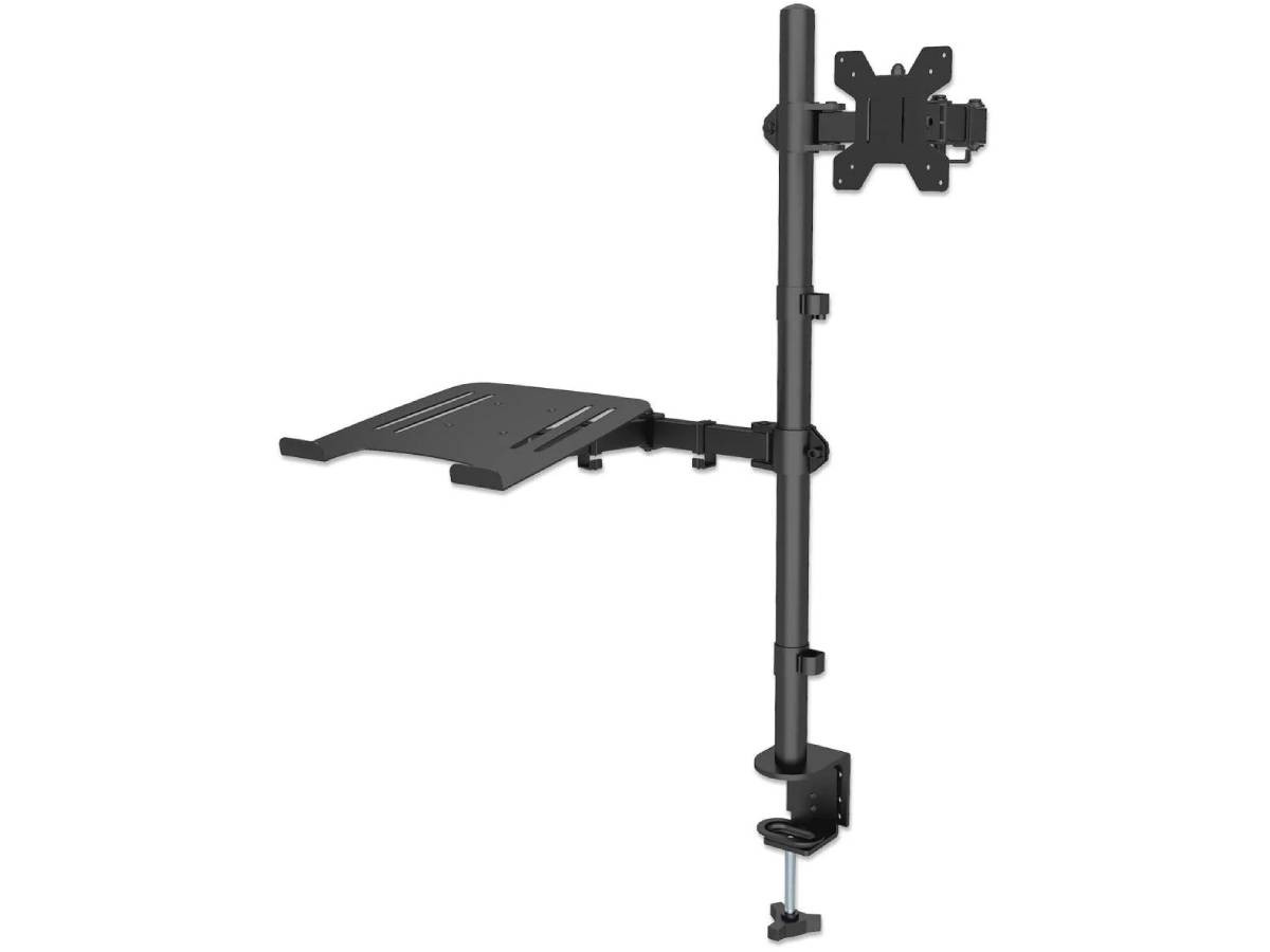 Manhattan Holds One 13 To 32 Led/lcd Monitor Up To 8 Kg (17 Lbs.) And One 10 To 17 Notebook Up To 8 Kg (17 Lbs.), Full-motion Height, Tilt, Swivel And Rotation Adjustments, Black - 462136