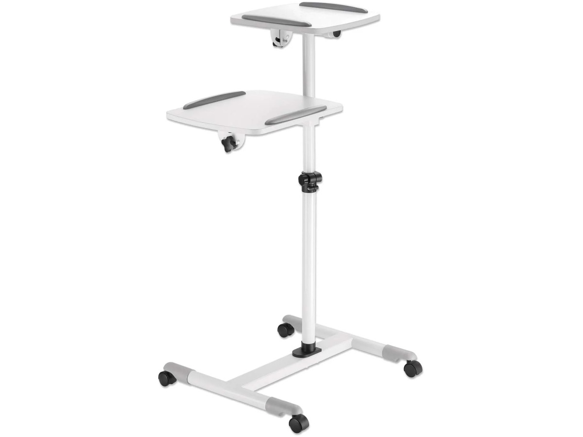 Manhattan Two Trays For Devices Up To 10 Kg (22 Lbs.) Each, -/+35 Tilt, 360 Swivel, Height Adjustable, Gray/white - 461726
