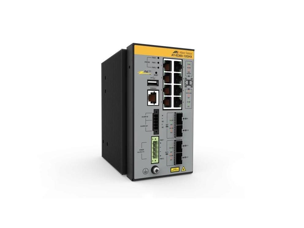 Allied Telesis Switch - Ie360-12ghx - Wired - 10gbps - Gigabit Ethernet - 512mb Ram - 128mb Flash Memory - 18 57v Dc - 10/100/1000t (rj-45) Copper, 100/1000x Sfp, 1/10g Sfp+, Serial Console - Five-year Limited Hardware Warranty - AT-IE360-12GHX-980