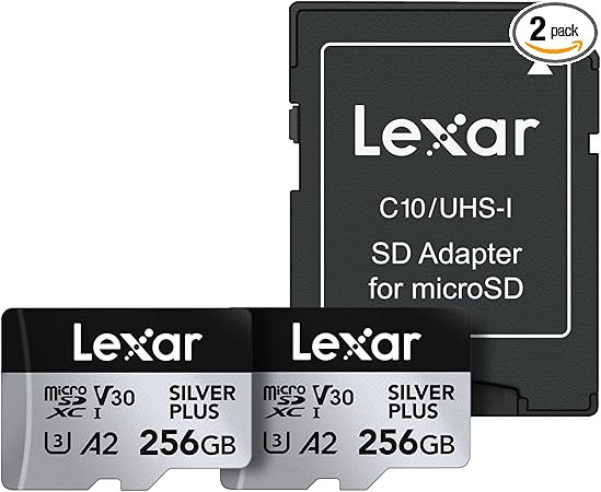 Lexar Professional Silver Plus MicroSDXC UHS-I Card, 256GB (2 Pack) - LMSSIPL256G-B2ANU