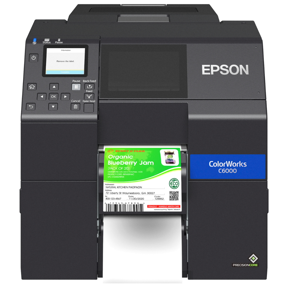 Epson ColorWorks CW-C6000P Color Inkjet Label Printer with Peel-and-Present (Matte) - C31CH76A9951