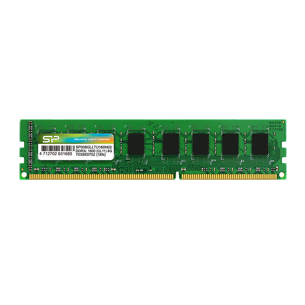 Silicon Power DDR3L Low Voltage UDIMM, 8GB, DDR3L-1600, CL11, 1.35V, 512Mx8 16Chips - SP008GLLTU160N02