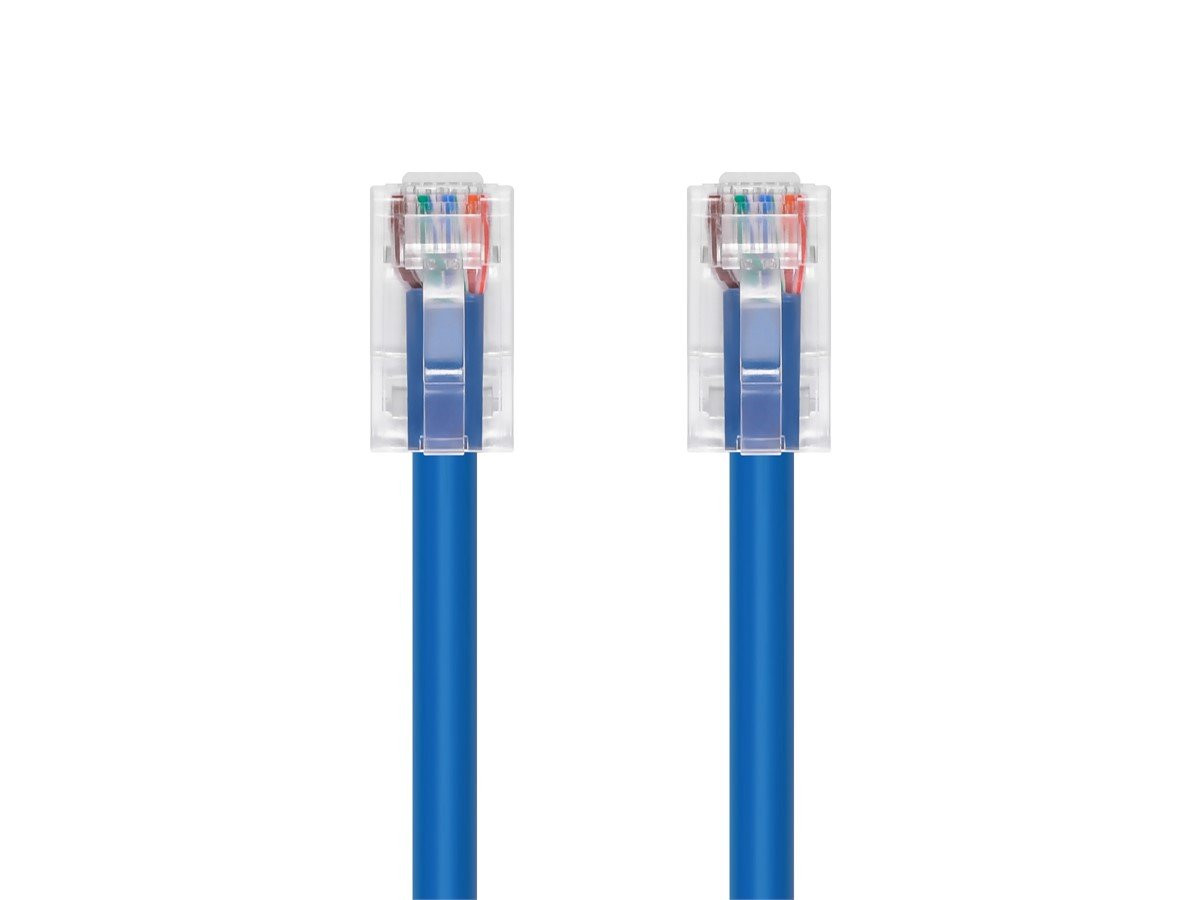 Monoprice Cat6A 0.5Ft Blue Patch Cable, 26Awg, 10G, Bare Copper Conductor, Gold Plated Copper Connector, Rj45, Non-Booted Ethernet Cable - 45396