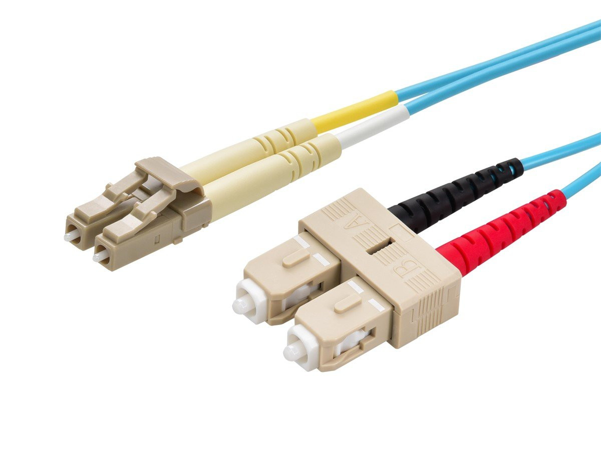 Monoprice Multi-Mode Om3 Fiber Optic Cable - Lc-Sc Ul 2Mm 50/125 Ofnr Duplex Aqua 9M - 45793