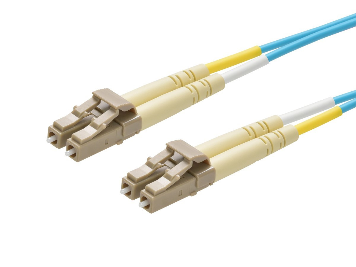 Monoprice Fiber Optic Cable - Lc Right Connector - Lc Left Connector - 13M Length - Aqua - Ofnp Rated - Multi-Mode - Lifetime Warranty - Multi-Mode Om3 Fiber With A 50-Micron Core Providing High Bandwidth Over Medium Distances - 45967