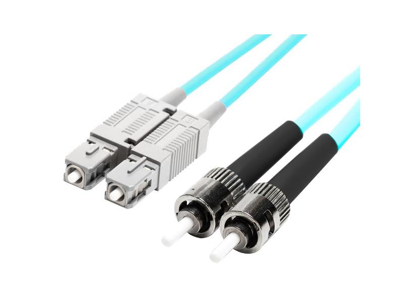 Monoprice Fiber Optic Cable - Male Left Gender - Male Right Gender - Sc Right Connector - St Left Connector - Length: 15 Length - Aqua - Multi-Mode - Lifetime Warranty - 46002