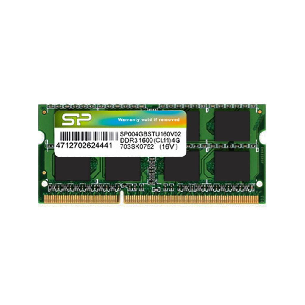 Silicon Power DDR3 SODIMM Memory Module, 4GB, DDR3-1066 CL7 1.5V, 512Mx8 16Chips - SP004GBSTU106N02