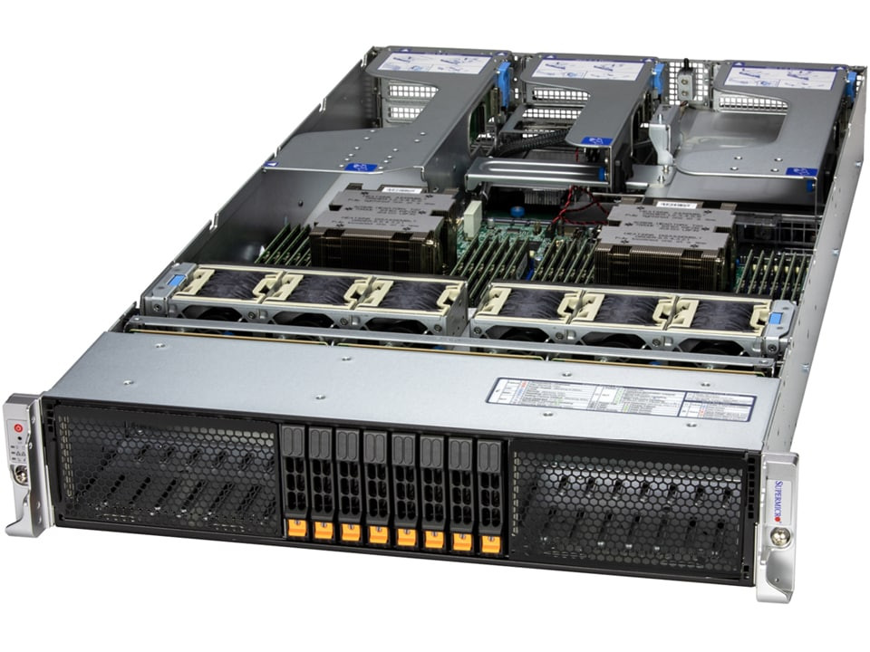 Supermicro 2U Hyper A+ Server With Up To 24 Hot-Swap 2.5" Nvme/SAS/SATA Bays and 4 Pcie 5.0 X16 Slots + 1 Pcie 5.0 X16 AIOM Slot - AS -2126HS-TN