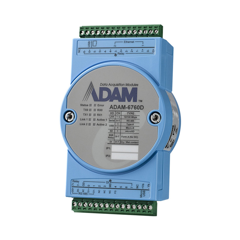Advantech B+B SmartWorx Intelligent I/O Gateway, Linux-Based with Integrated I/O – ADAM-6760D-A