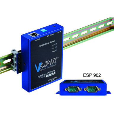 Advantech B+B SmartWorx 2 Port Ethernet Serial Server - Twisted Pair - 1 x Network (RJ-45) - 2 x Serial Port - 10/100Base-TX - Fast Ethernet - Rail-mountable, Panel-mountable - BB-ESP902