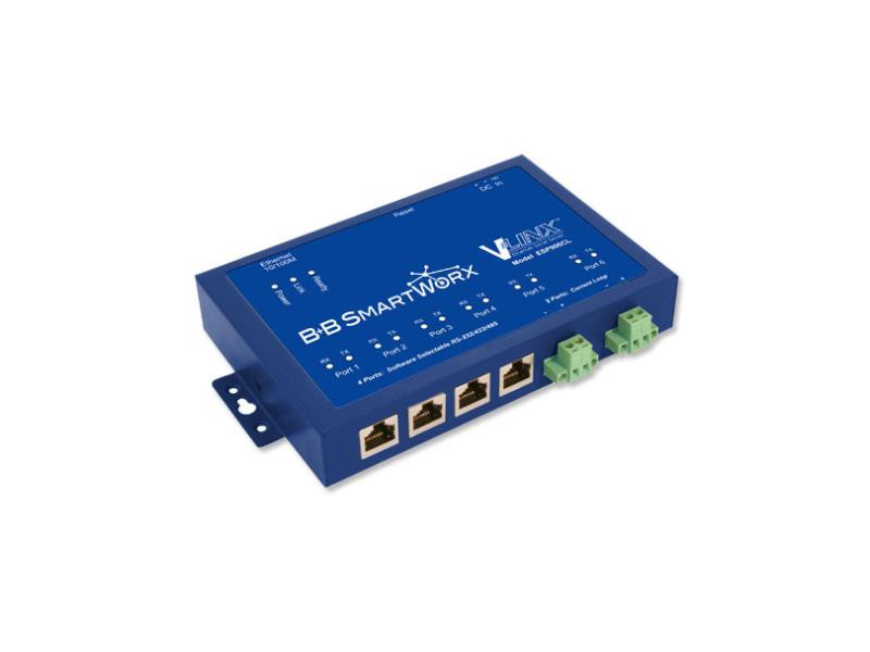 Advantech B+B SmartWorx Vlinx Ethernet Serial Server - Twisted Pair - 6 x Network (RJ-45) x Serial Port - 10/100Base-TX - Fast Ethernet - Rail-mountable, Panel-mountable - BB-ESP906CL