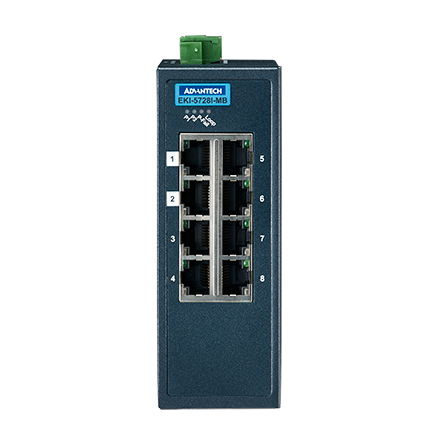 Advantech B+B SmartWorx Managed Ethernet Switch, 8 x 10/100 Mbps + Modbus TCP/IP Support, Wide Temperature Range – EKI-5728I-MB-AE