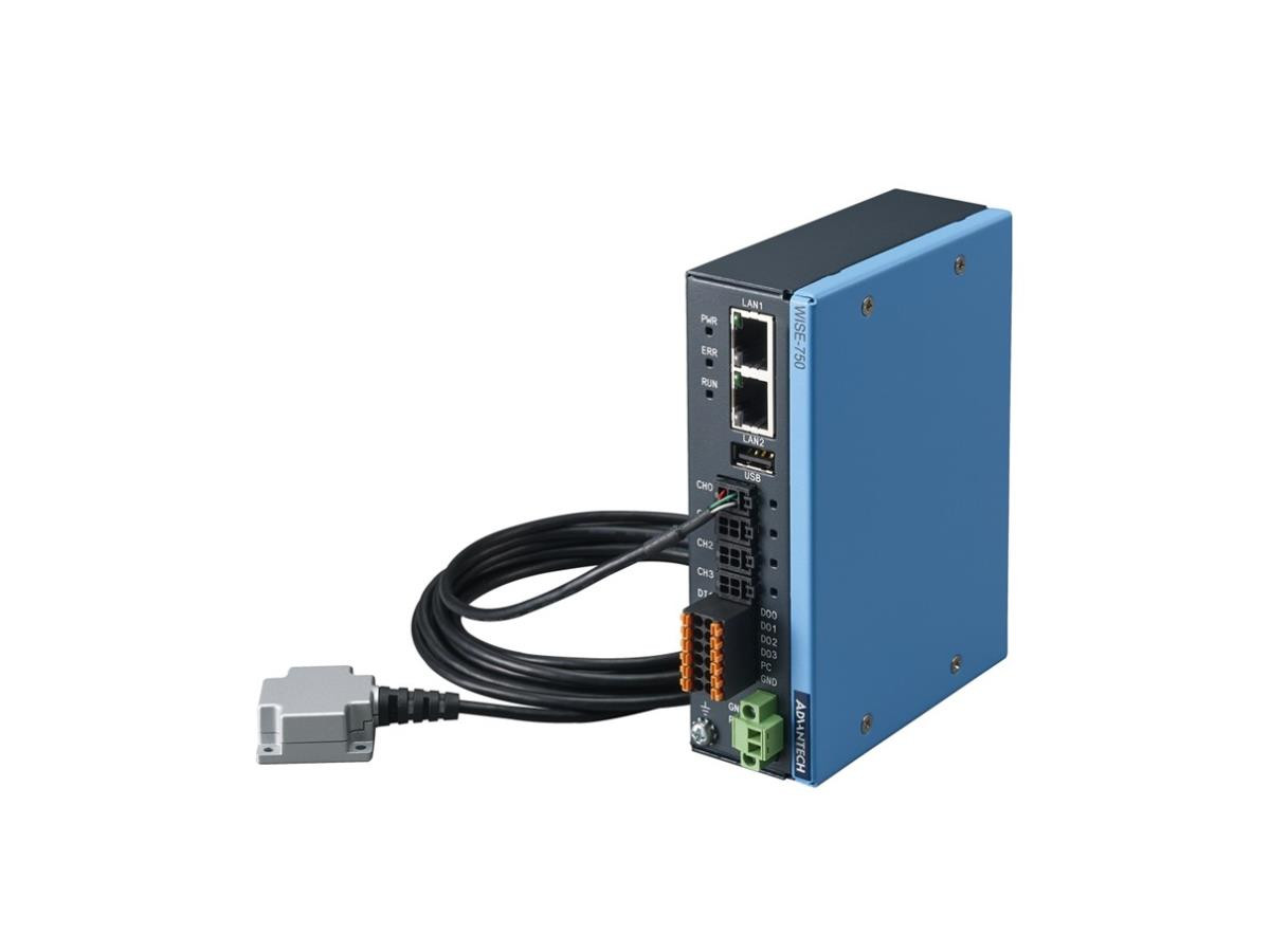 Advantech B+B SmartWorx Edge AI Vibration Monitoring Solution with ML Inference, DAQ, High-Accuracy Accelerometer, Ethernet & Digital Alarms – WISE-750-02A1E