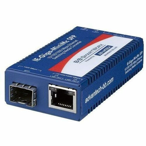Advantech B+B SmartWorx Mini Hardened Media Converter, 1000Mbps, Single mode 1310nm, LFPT, 40km, SC, AC adapter - IMC-370I-SE-PS-B