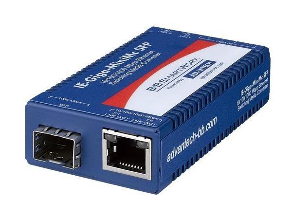 Advantech B+B SmartWorx Mini Hardened Media Converter, 1000Mbps, LFPT, SFP, AC adapter - IMC-370I-SFP-PS-B