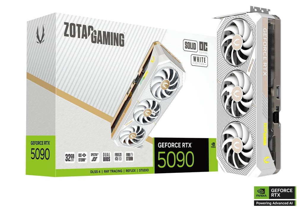 Zotac GAMING GeForce RTX 5090 SOLID OC White Edition - Powered by the NVIDIA Blackwell architecture and DLSS 4 - ZT-B50900Q-10P