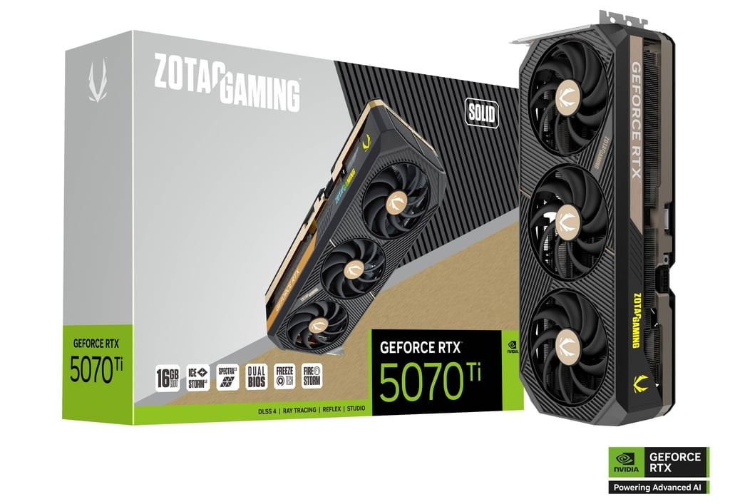 Zotac GAMING GeForce RTX 5070 Ti Solid - Powered by the NVIDIA Blackwell architecture and DLSS 4 - ZT-B50710D-10P