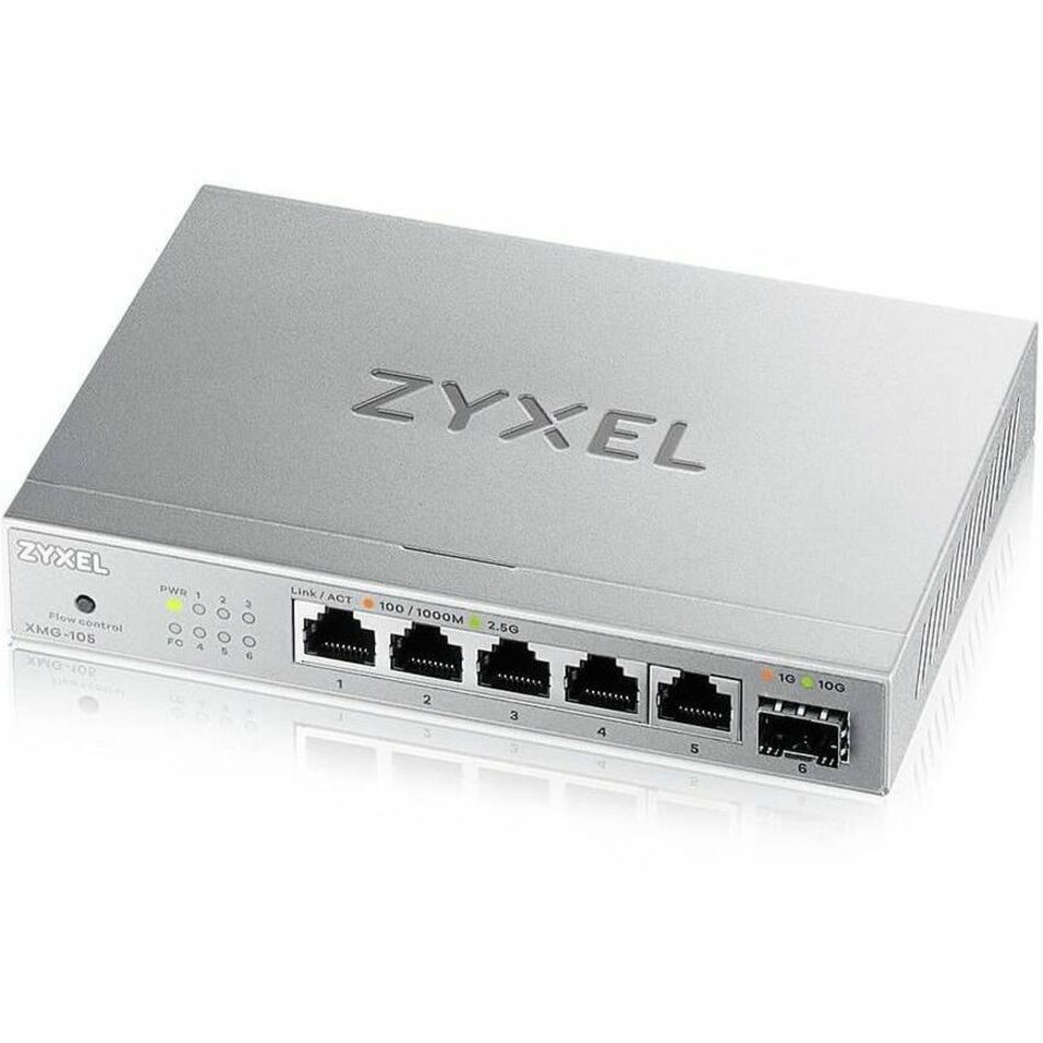 Zyxel 8-Port 2.5Gb MultiGig Ethernet Unmanaged Switch | 5 x 100/1G/2.5G Ports + 1 x 10G SFP+ | Plug & Play | Metal Housing | Desktop or Wall-Mount | Ethernet Splitter | Lifetime Warranty | XMG-105 - XMG105