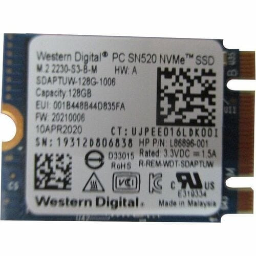 HP 128 GB Solid State Drive - M.2 2230 Internal - PCI Express NVMe (PCI Express NVMe 3.0 x4) - M11040-006