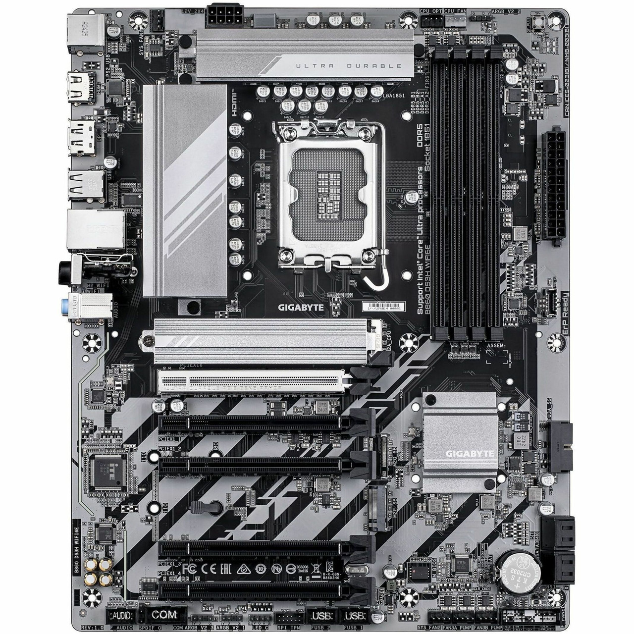 Gigabyte Ultra Durable B860 DS3H WIFI6E Gaming Desktop Motherboard - Intel B860 Chipset - Socket LGA-1851 - ATX - B860 DS3H WIFI6E