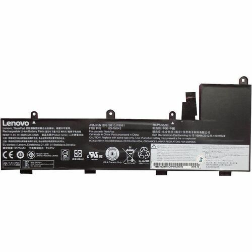 Lenovo ThinkPad Battery - For Notebook - Battery Rechargeable - Proprietary Battery Size - 3685 mAh - 42 Wh - 11.4 V - 00HW043