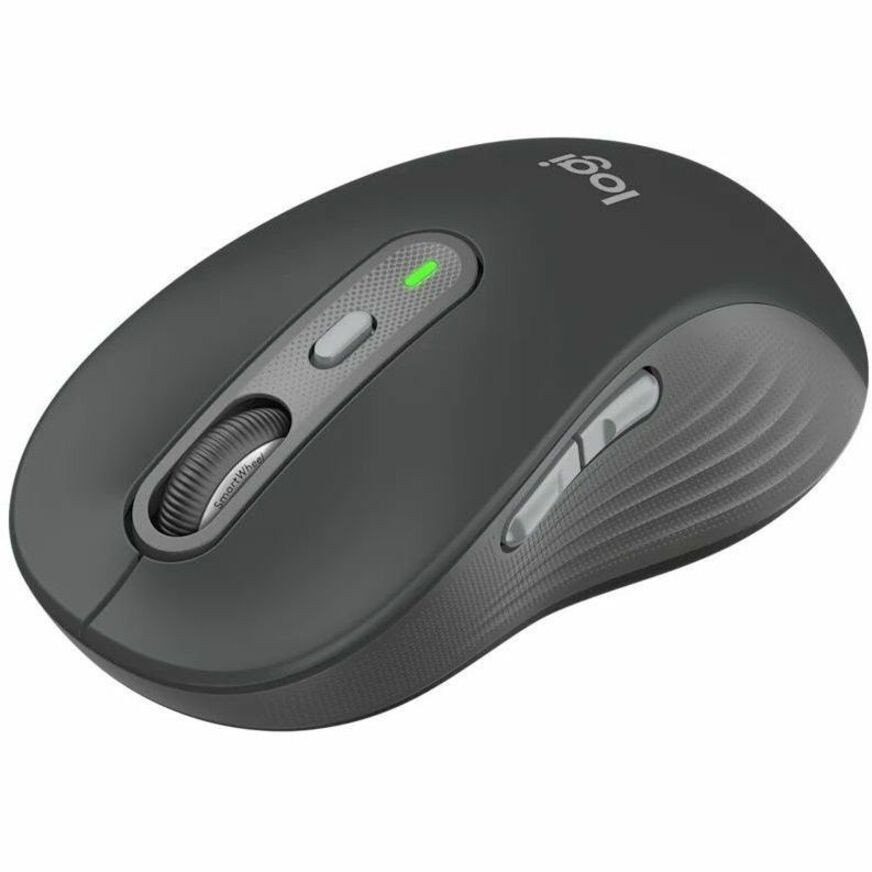 Logitech Signature Plus M750 Mouse - Optical - Wireless - 32.81 ft - Bluetooth/Radio Frequency - 2.40 GHz - Graphite - USB - 2000 dpi - Scroll Wheel - 6 Button(s) - Small/Medium Hand/Palm Size - 1 x AA Battery Supported - 910-007510