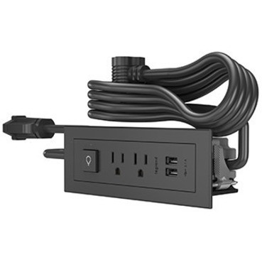 Legrand Furniture Power 2-Outlet with Switching and USB-A Unit - 10' Cord - Black - RDSZBK10