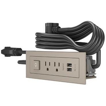 Legrand Furniture Power 2-Outlet with Switching and USB-A Unit - 10' Cord - Nickel - RDSZNI10