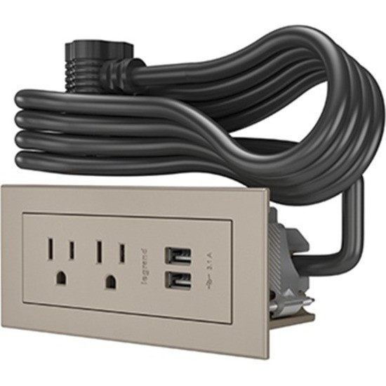 Legrand Furniture Power 2-Outlet with USB-A Unit- Nickel - RDZNI