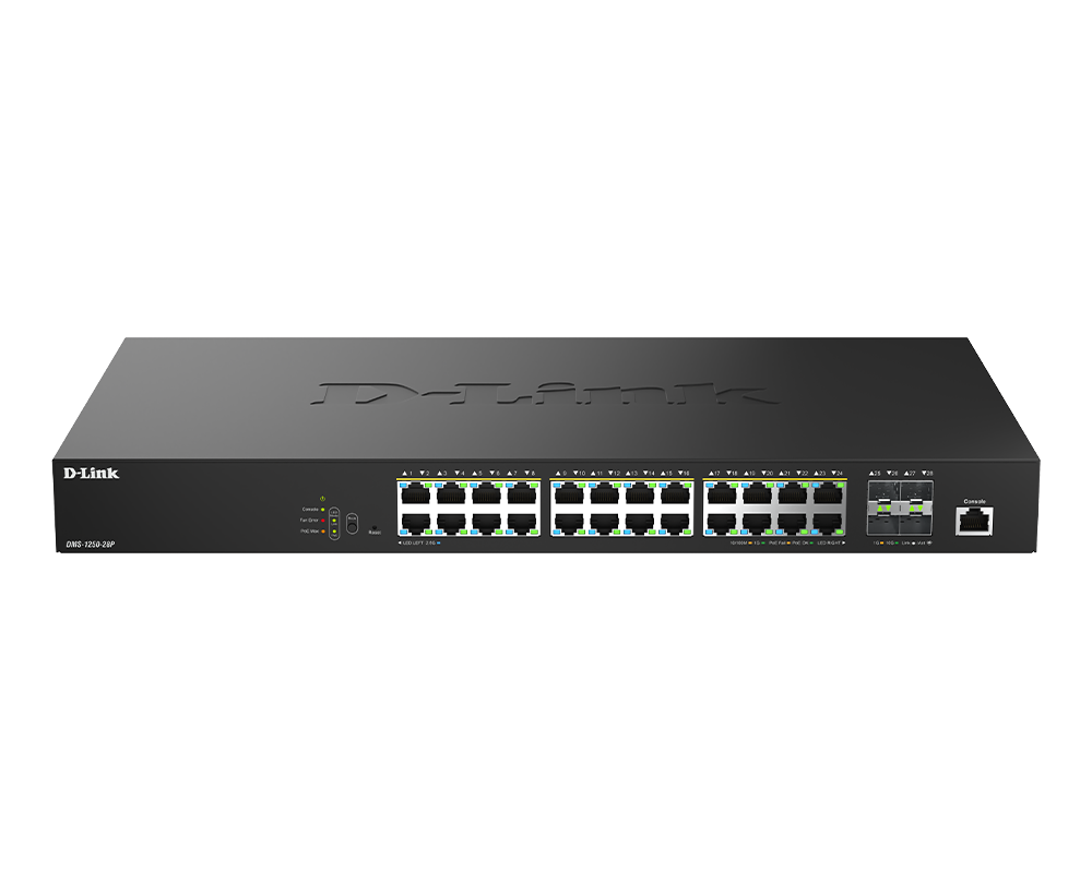 D-Link 28-Port 2.5G Layer 2 Standard Smart PoE Switch - DMS-1250-28P