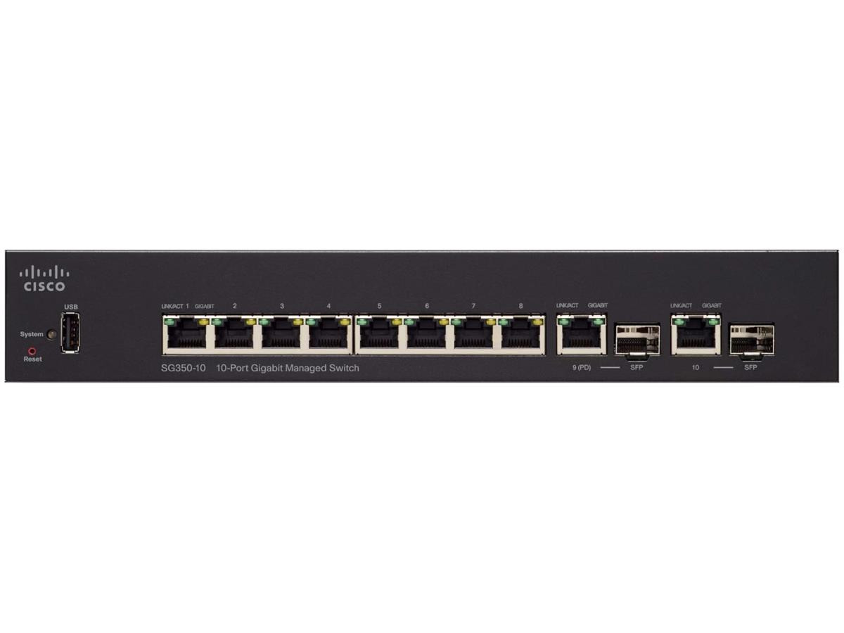 Cisco Refurbished SG350-10 10-port Gigabit Managed Switch - 10 Ports - Manageable - Gigabit Ethernet - 10/100/1000Base-TX - SG350-10-K9-AU-RF