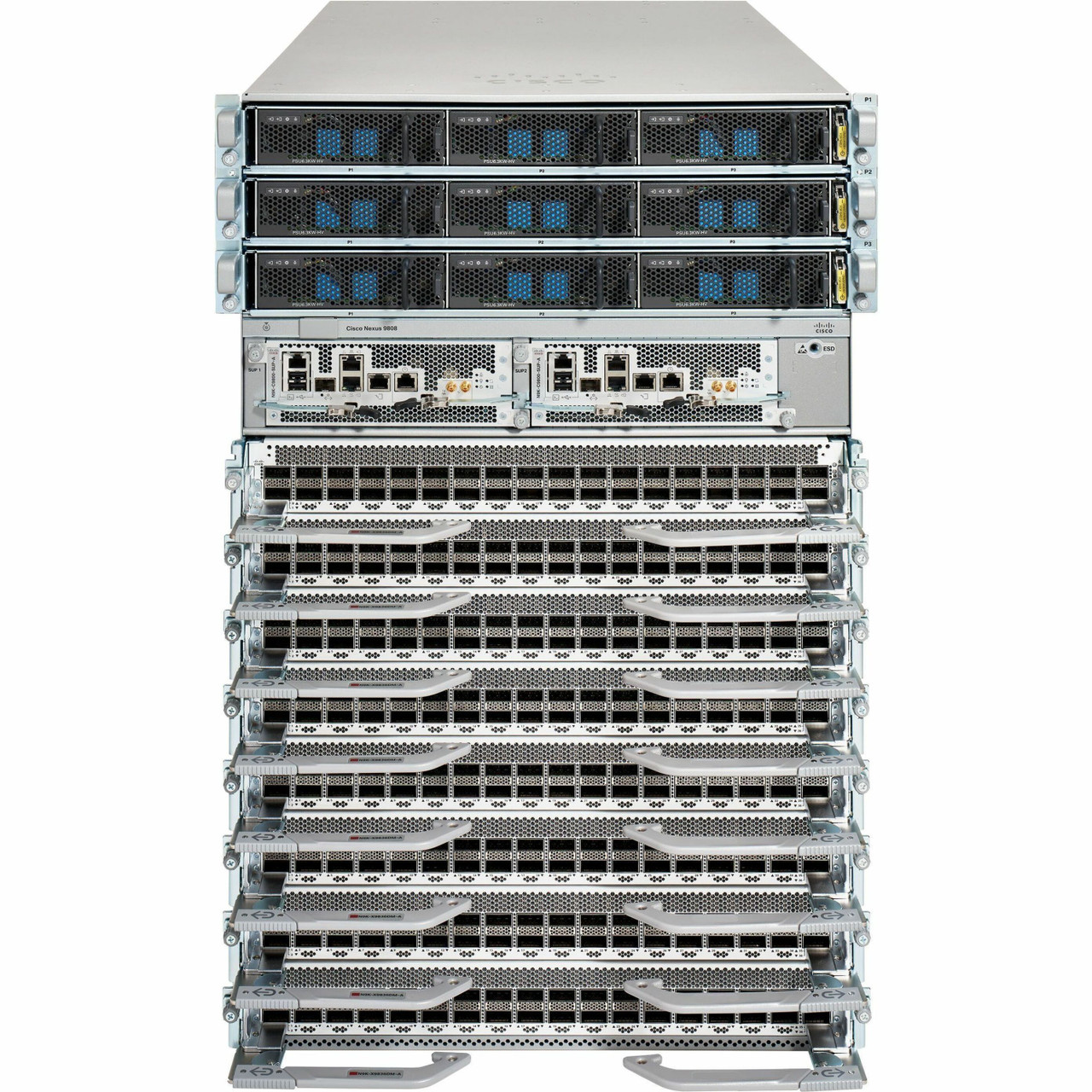 Cisco Nexus 9808 Switch Chassis - Rack-mountable - Gigabit Ethernet - 100GBase-X - N9K-C9808