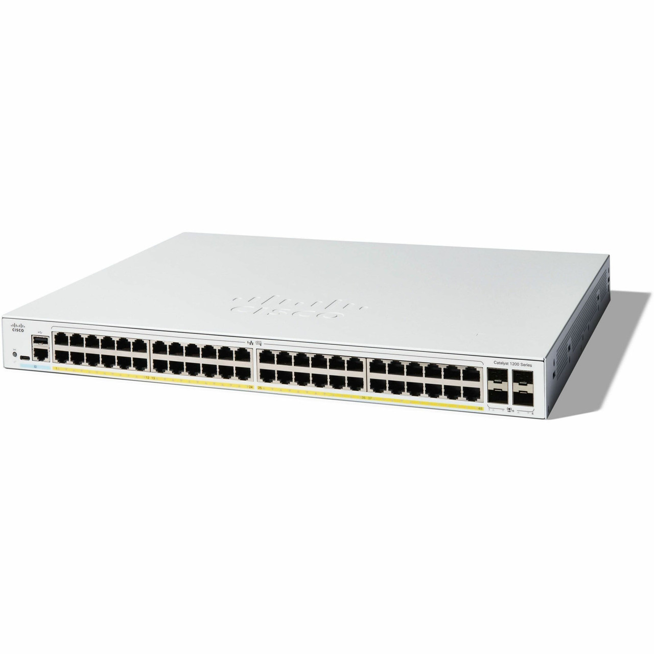 Cisco Refurbished C1200 Switch, 48x Gigabit Ethernet, 4x 10G SFP+, USB-C, RJ-45 Console, 1GB RAM, 512MB Flash – C1200-48T-4X-RF