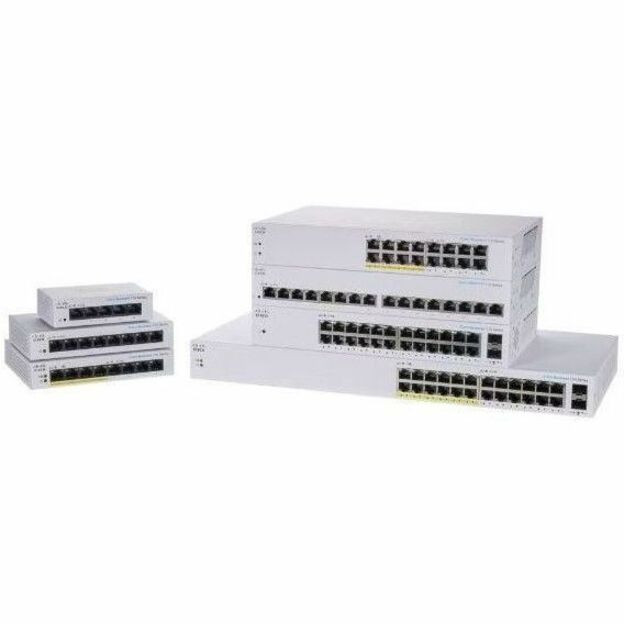 Cisco Refurbished Business 110 CBS110-24PP Ethernet Switch - 24 Ports - Gigabit Ethernet - 10/100/1000Base-T, 1000Base-X - Refurbished - 2 Layer Supported - Modular - 2 SFP Slots - 17.29 W Power Consumption - 100 W PoE Budget - CBS110-24PP-UK-RF