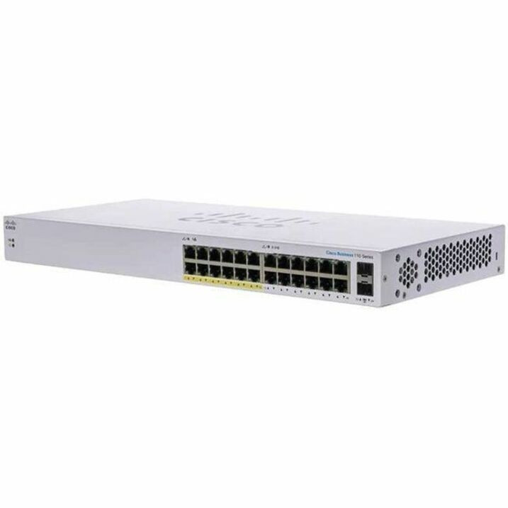 Cisco Refurbished Business 110 CBS110-24T Ethernet Switch - 24 Ports - Gigabit Ethernet - 10/100/1000Base-T, 1000Base-X - Refurbished - 2 Layer Supported - Modular - 2 SFP Slots - 16.34 W Power Consumption - CBS110-24T-AU-RF