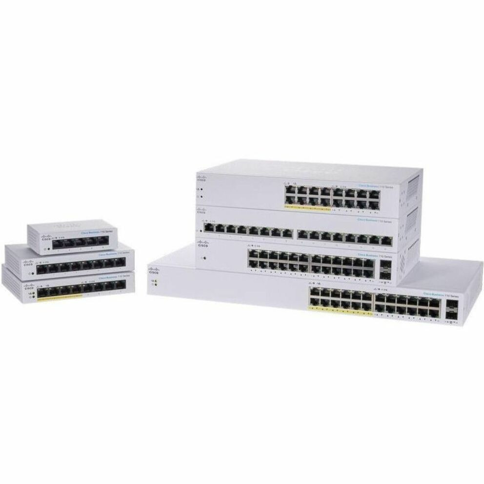 Cisco Refurbished Business CBS110-24PP Ethernet Switch - 26 Ports - Gigabit Ethernet - 10/100/1000Base-T, 1000Base-X - Refurbished - 2 Layer Supported - Modular - 2 SFP Slots - 17.29 W Power Consumption - CBS110-24PP-AU-RF