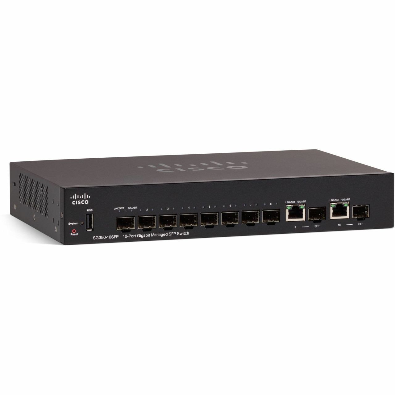 Cisco Refurbished  SG350-10SFP 10-Port Gigabit Managed SFP Switch - 2 Ports - Manageable - Gigabit Ethernet - 1000Base-T - SG350-10SFPK9UK-RF