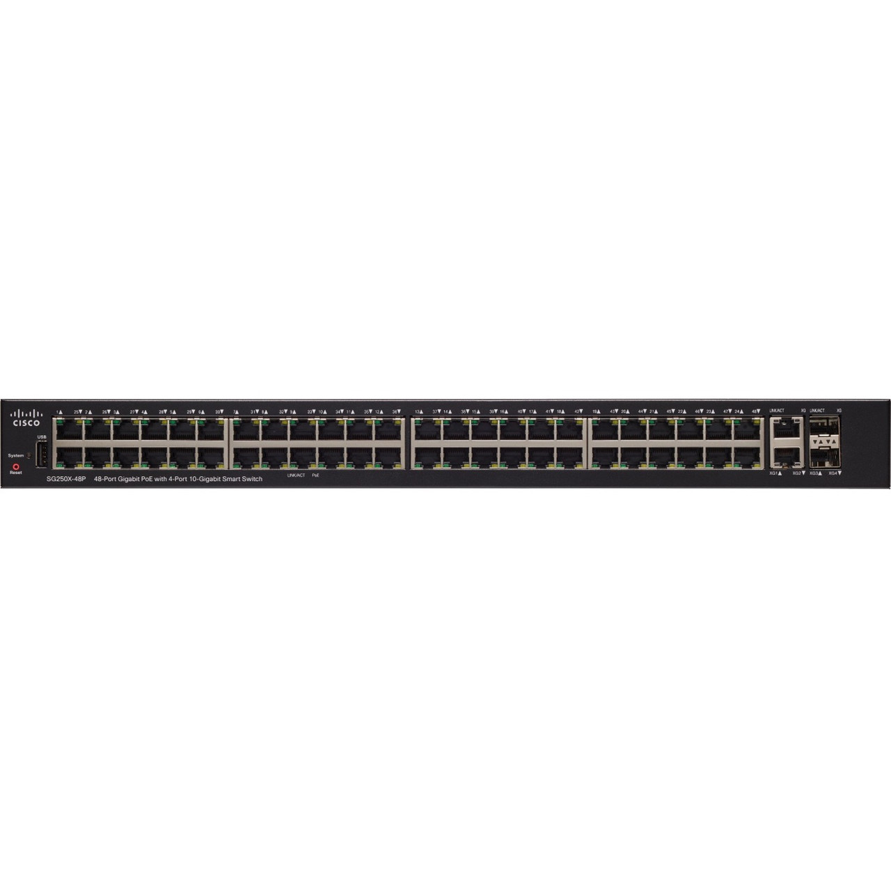 Cisco Refurbished SG250X-48P Gigabit PoE with 4-Port 10-Gigabit Smart Switch - 48 Ports - Manageable - Gigabit Ethernet - SG250X-48P-K9EU-RF