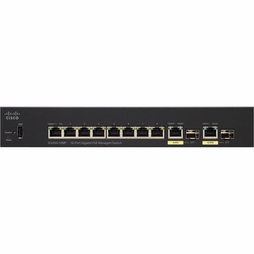 Cisco Refurbished SG350-10MP 10-Port Gigabit PoE Managed Switch - 10 Ports - Manageable - Gigabit Ethernet - 10/100/1000Base-TX - SG350-10MP-K9AU-RF
