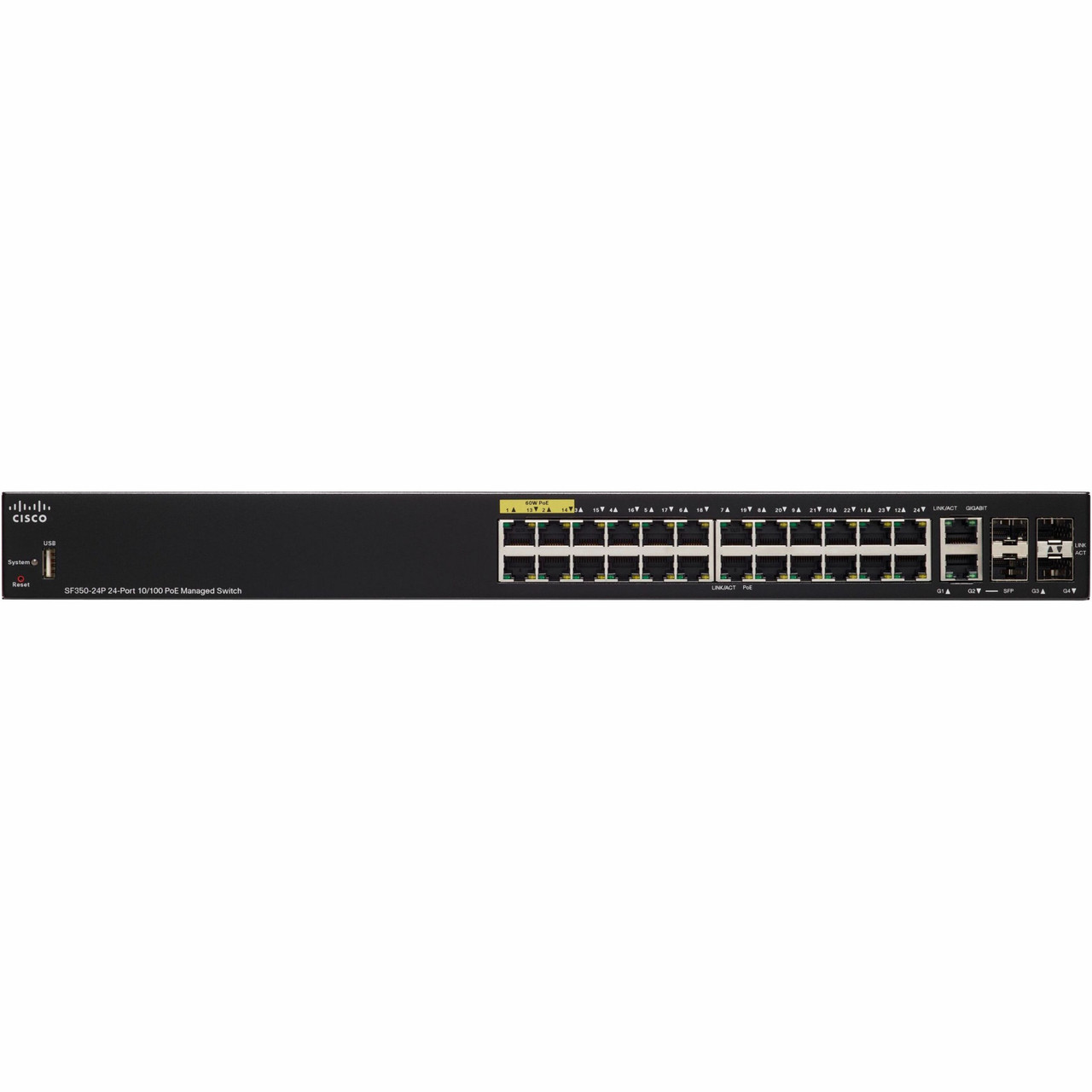 Cisco Refurbished SF350-24P 24-Port 10 100 POE Managed Switch - 24 Ports - Manageable - Fast Ethernet - SF350-24P-K9-UK-RF