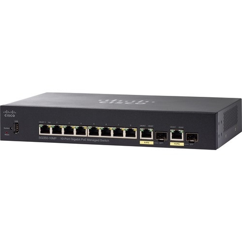 Cisco Refurbished SG350-10 10-port Gigabit Managed Switch - 10 Ports - Manageable - Gigabit Ethernet - 10/100/1000Base-TX - SG350-10-K9-JP-RF