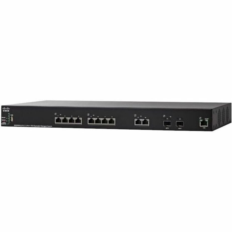 Cisco Refurbished SX350X-12 12-Port 10GBase-T Stackable Managed Switch - 12.0 Ports - Manageable - 10 Gigabit Ethernet - 10GBase-T - SX350X-12-K9-UK-RF