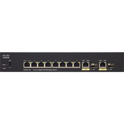 Cisco Refurbished SG350-10P 10-port Gigabit POE Managed Switch - SG350-10P-K9-AU-RF
