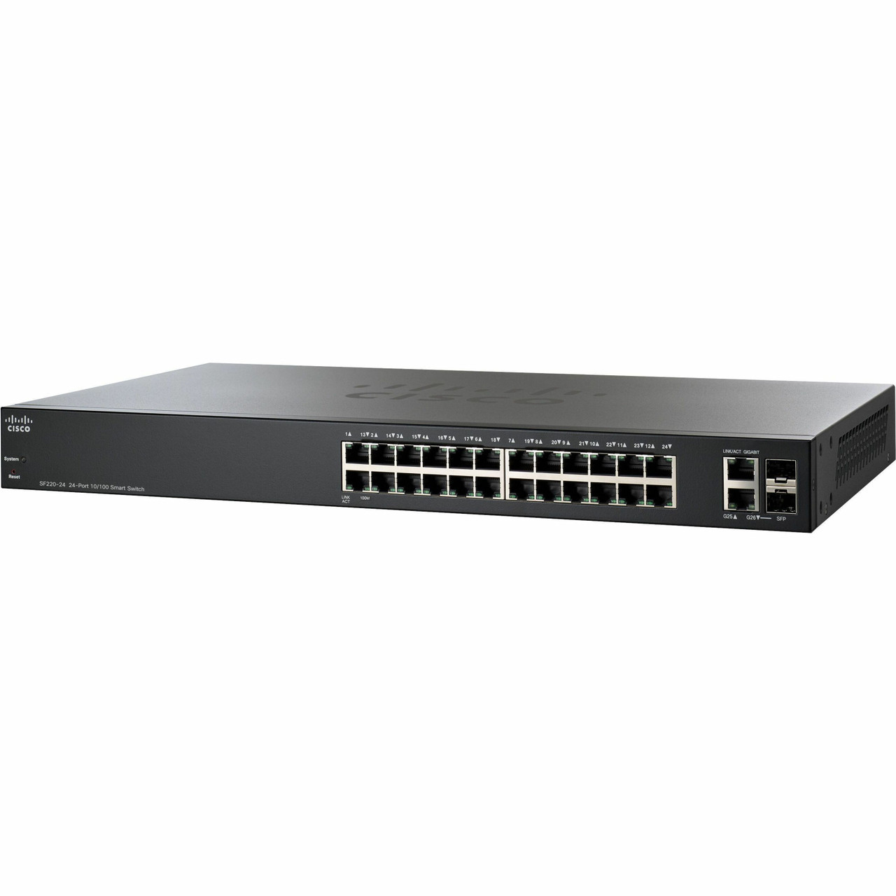 Cisco Refurbished SF220-24 24-Port 10/100 Smart Plus Switch - 26 Ports - Manageable - Fast Ethernet, Gigabit Ethernet - SF220-24-K9-CN-RF