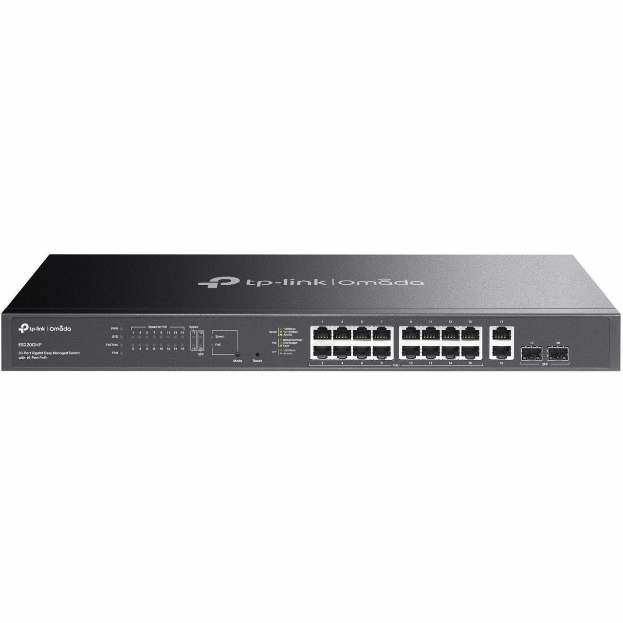 TP-Link Omada 20-Port Gigabit Easy Managed Switch with 16-Port PoE+ - ES220GMP