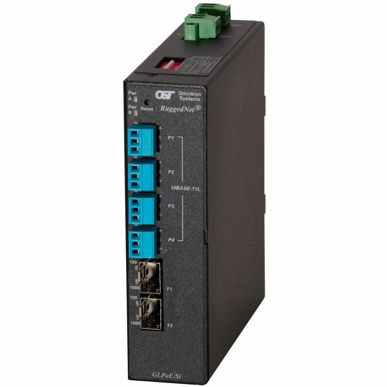 Omnitron Systems RuggedNet GLPoE/Si Unmanaged Single Pair Power Over Ethernet Switch - 2935-0-40-2Z