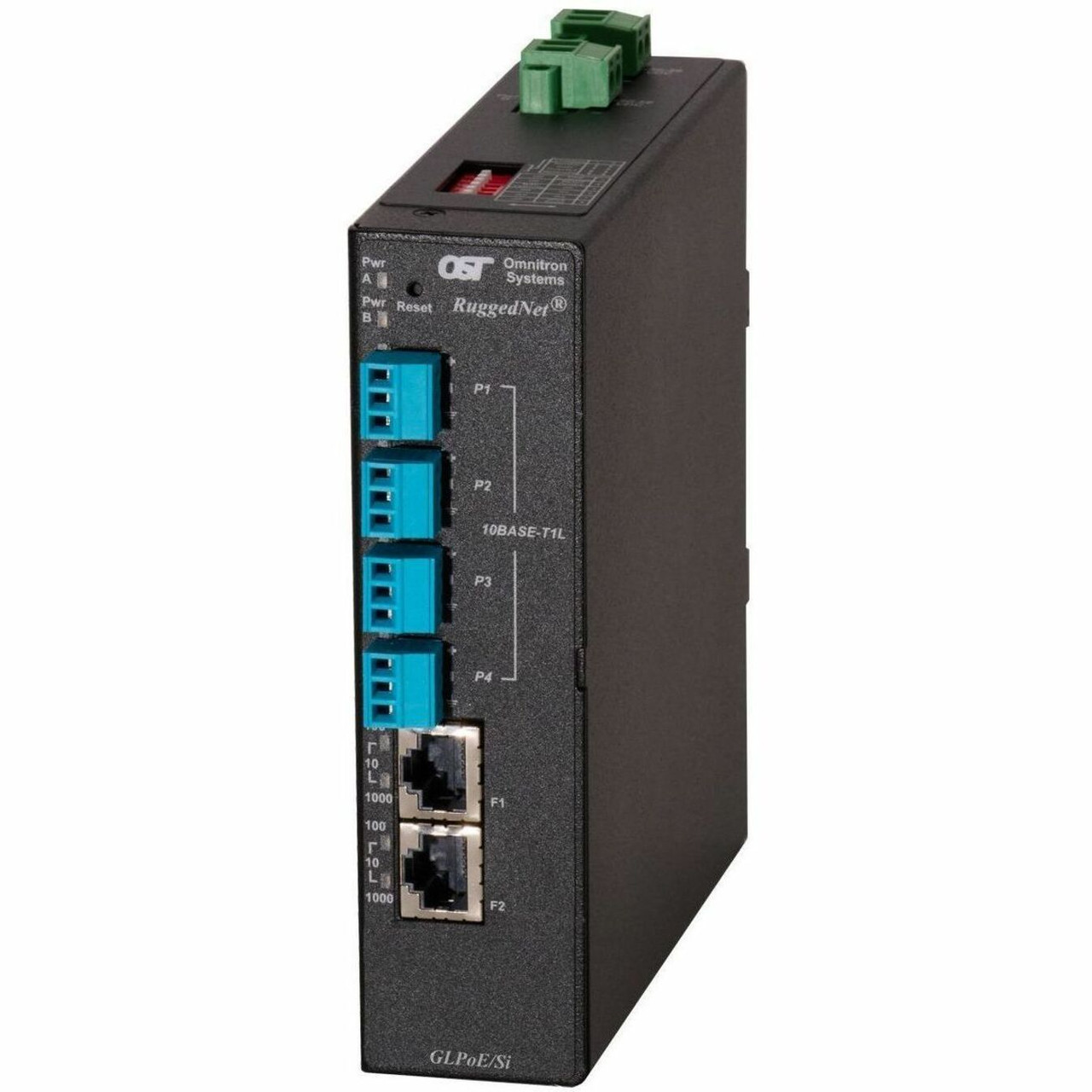 Omnitron Systems RuggedNet GLPoE/Si Unmanaged Single Pair Power Over Ethernet Switch - 2935-1-40-2Z