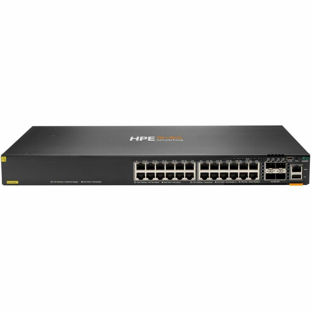 Aruba CX 6300F 24-port 1GbE Class 4 PoE and 4-port SFP56 Switch - JL666A#ACD