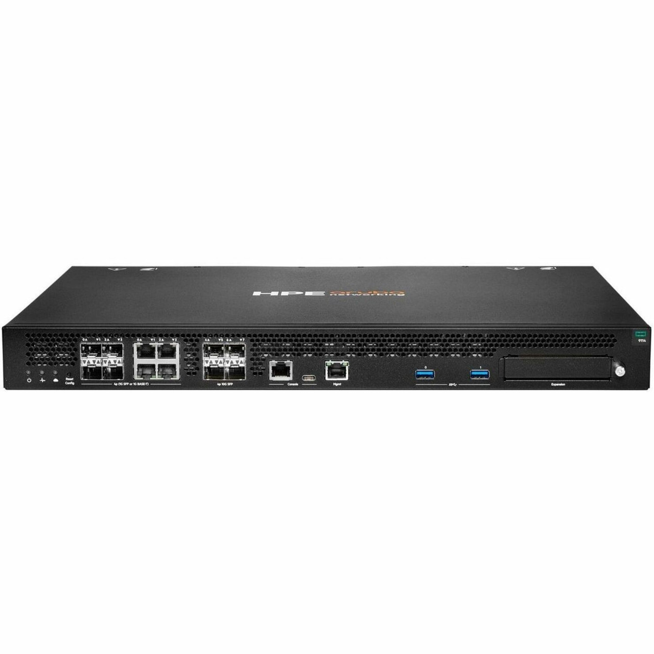 Aruba 9114 Router - 4 Ports - 4 RJ-45 Port(s) - Management Port - 9 SFP+ Slots, SFP (mini-GBIC) Slots - 10 Gigabit Ethernet - 1U - Rack-mountable - 1 Year - R9M45A#ACF