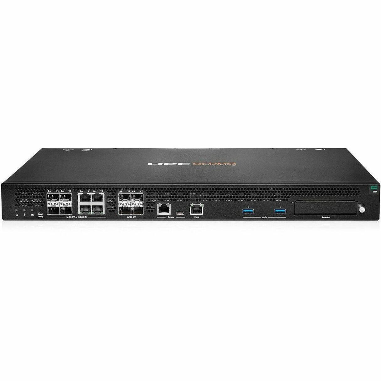HPE 9114 Router - 4 Ports - 4 RJ-45 Port(s) - Management Port - 8 SFP+ Slots, SFP (mini-GBIC) Slots - 10 Gigabit Ethernet - 1U - Rack-mountable - 1 Year - R9M45A#B2C